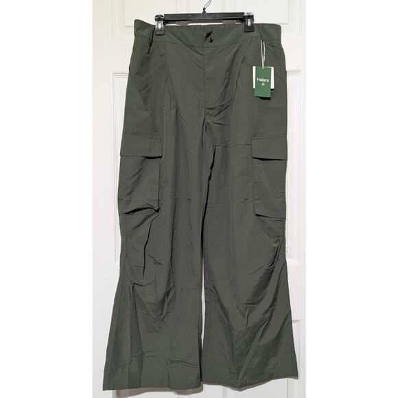 Halara Cargo Pants Womens X-Large Tall Army Green Nylon Wide Leg Pockets Relaxed - Picture 5 of 9